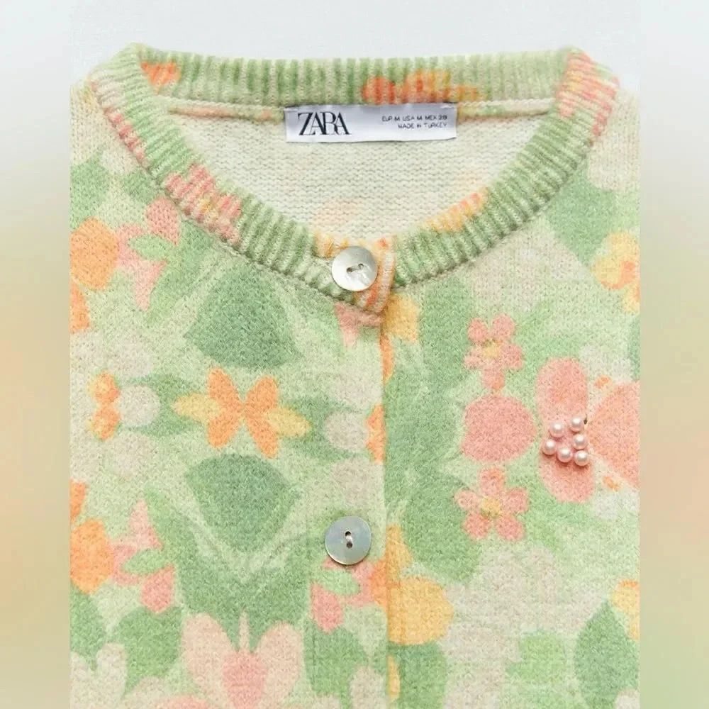 ZARA FLORAL BEADED CARDIGAN - Picture 11 of 12